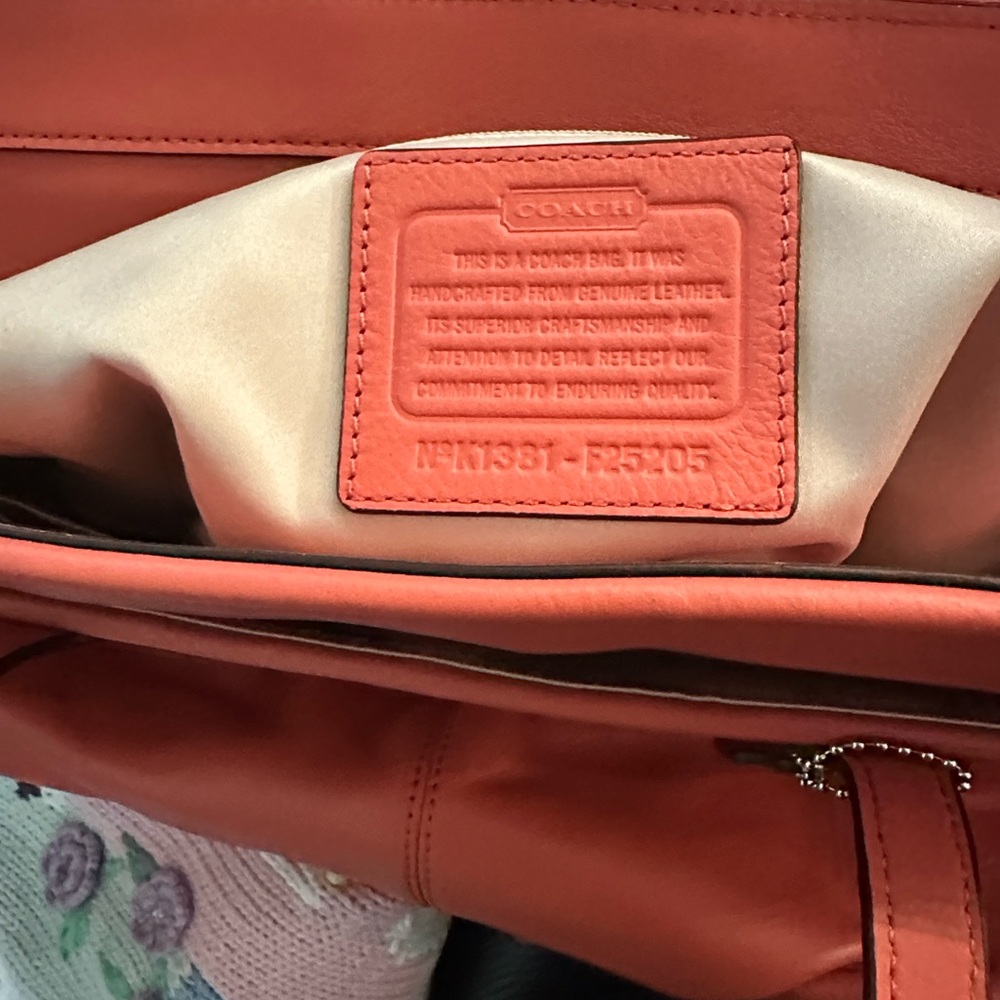Coach Taylor Coral Leather Tote with Logo Patch - Picture 2 of 16